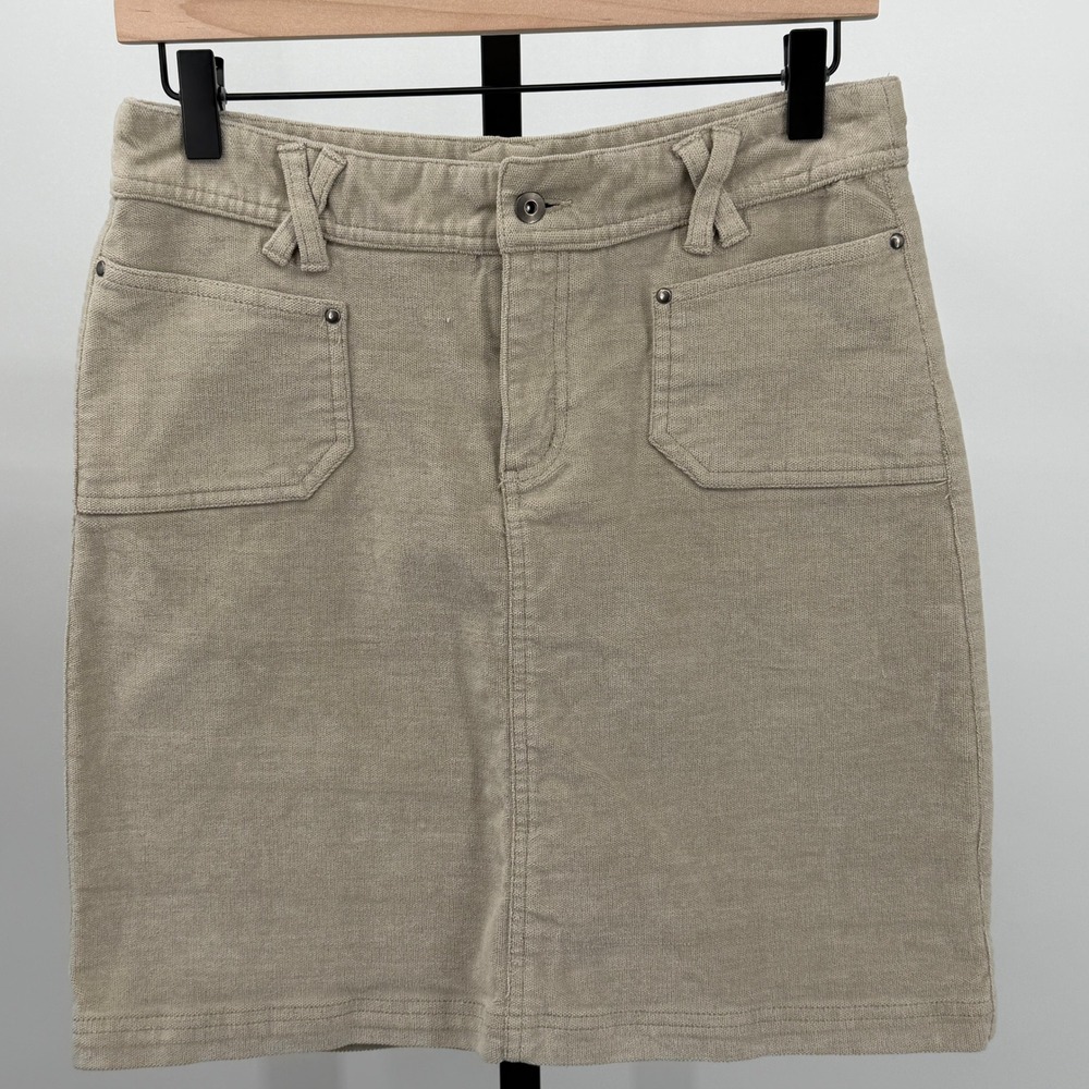 Merrell‎ Womens Khaki Utility Mini Skirt Stretch Patch Pockets Zip Fly Sz 4